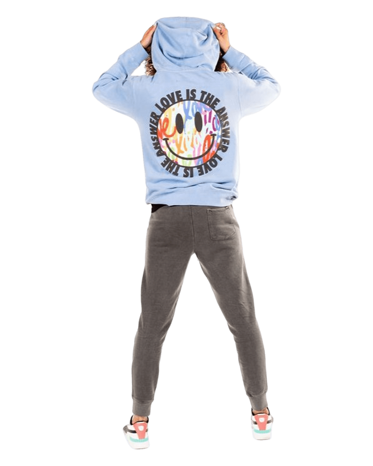 Smiley Face Hoodie - Sky Blue