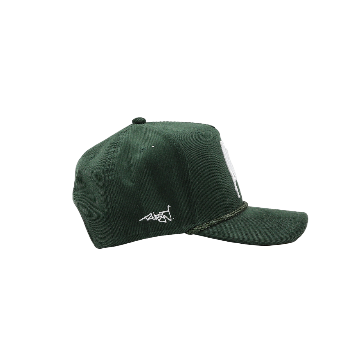Green cap with a logo on a white background