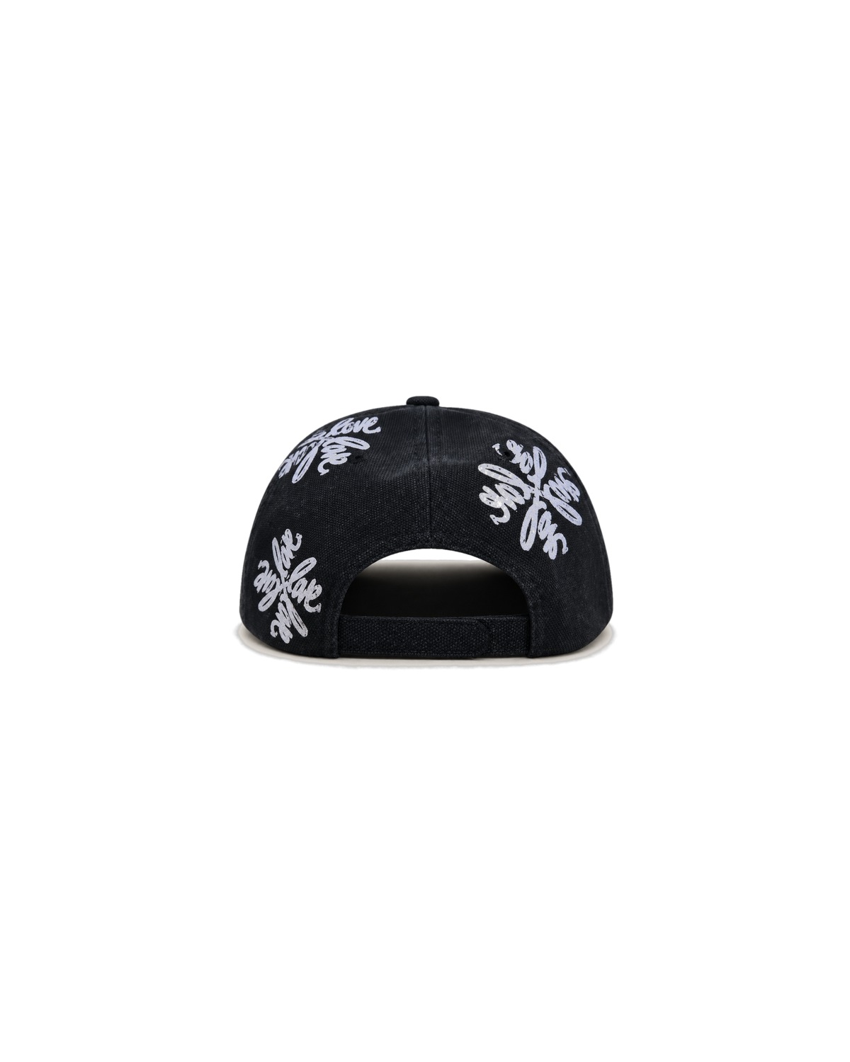 Love Flower Cap in Night Bloom black, back view with double snap closure